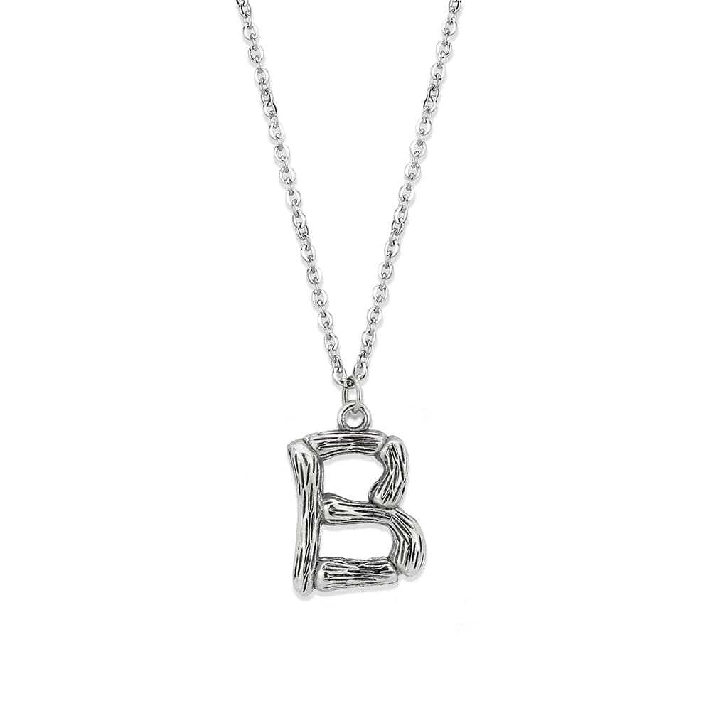 Stainless Steel Silver Bamboo Letter B Pendant Chain Pendant