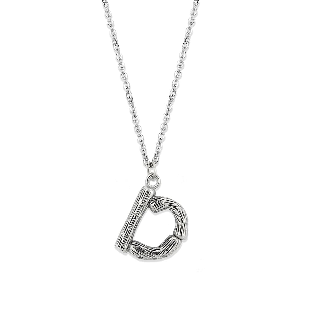 Stainless Steel Silver Bamboo Letter D Pendant Chain Pendant