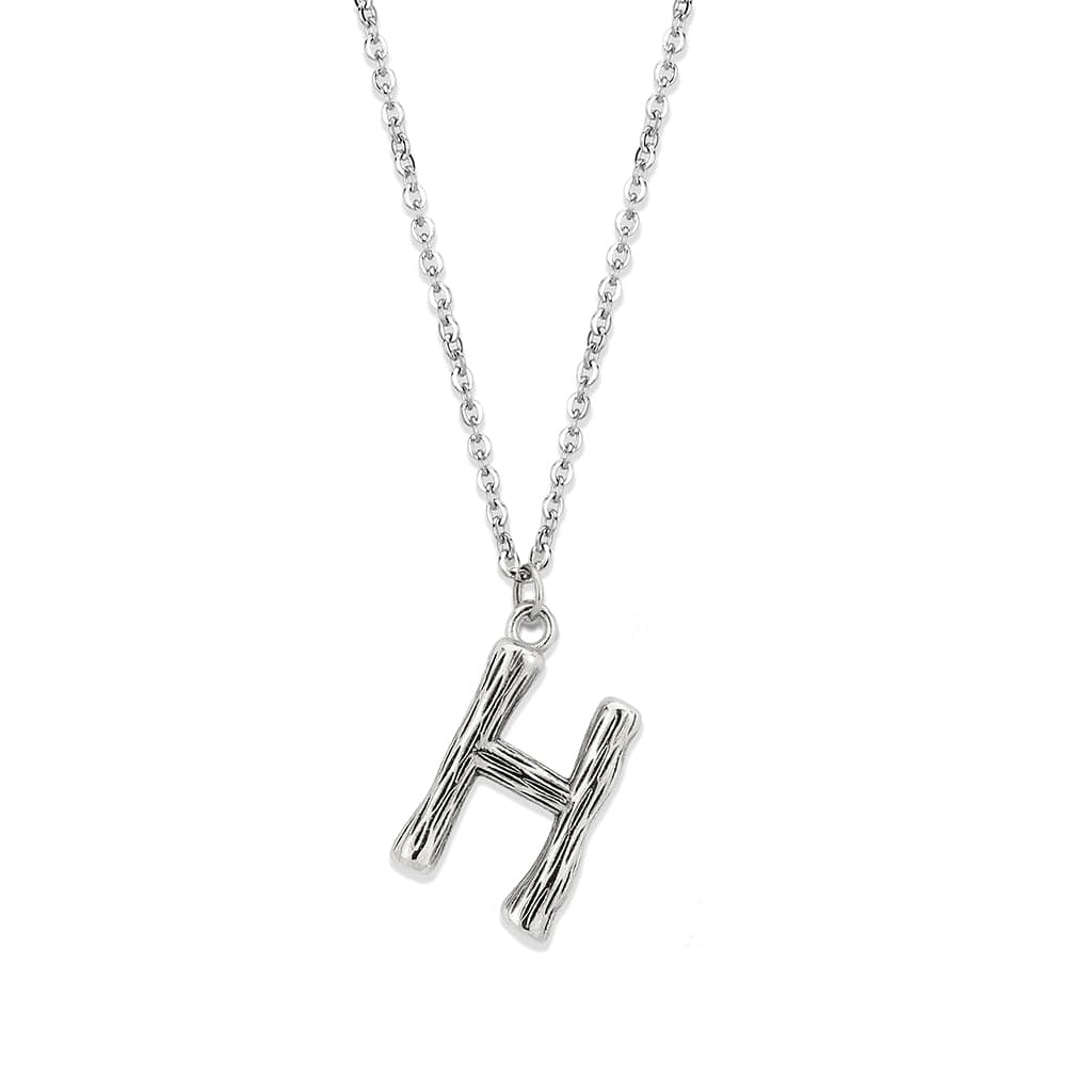 Stainless Steel Silver Bamboo Letter H Pendant Chain Pendant