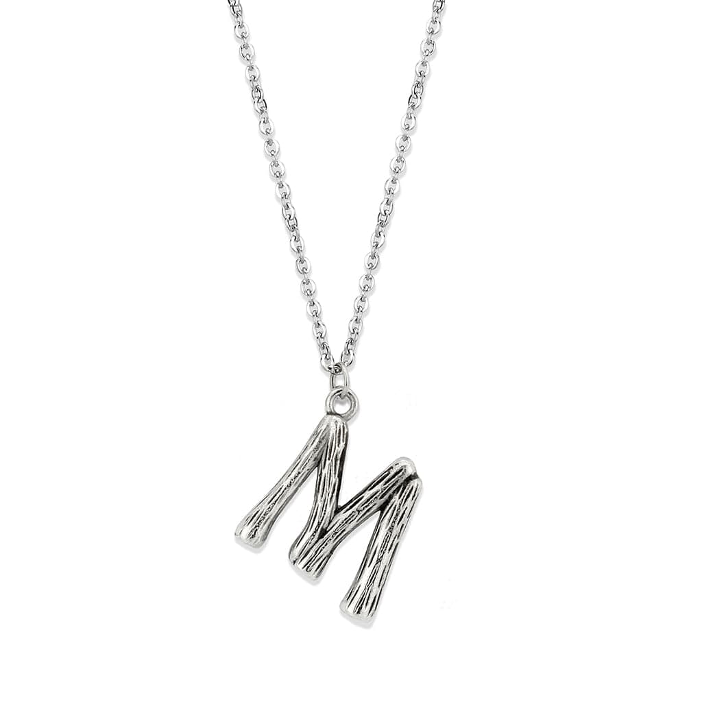 Stainless Steel Silver Bamboo Letter M Pendant Chain Pendant