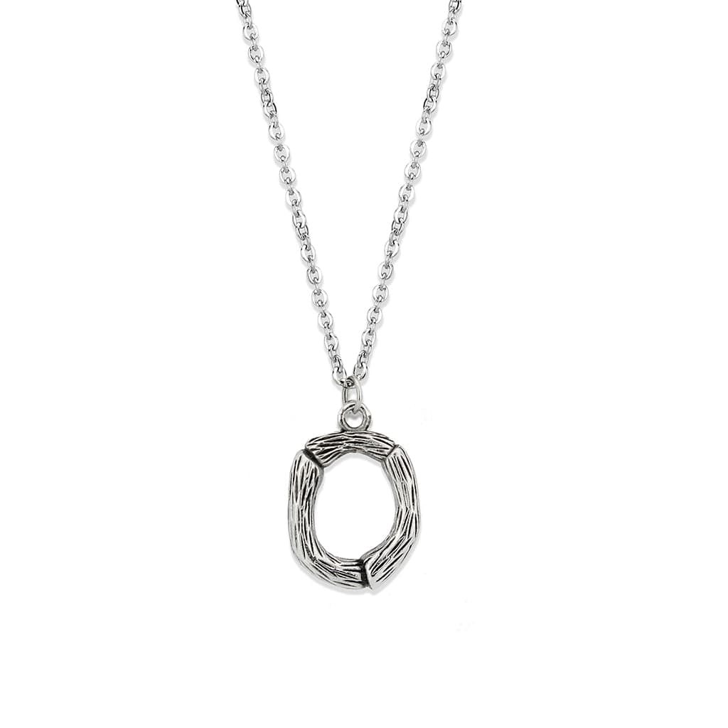 Stainless Steel Silver Bamboo Letter O Pendant Chain Pendant