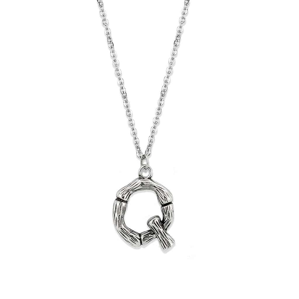 Stainless Steel Silver Bamboo Letter Q Pendant Chain Pendant