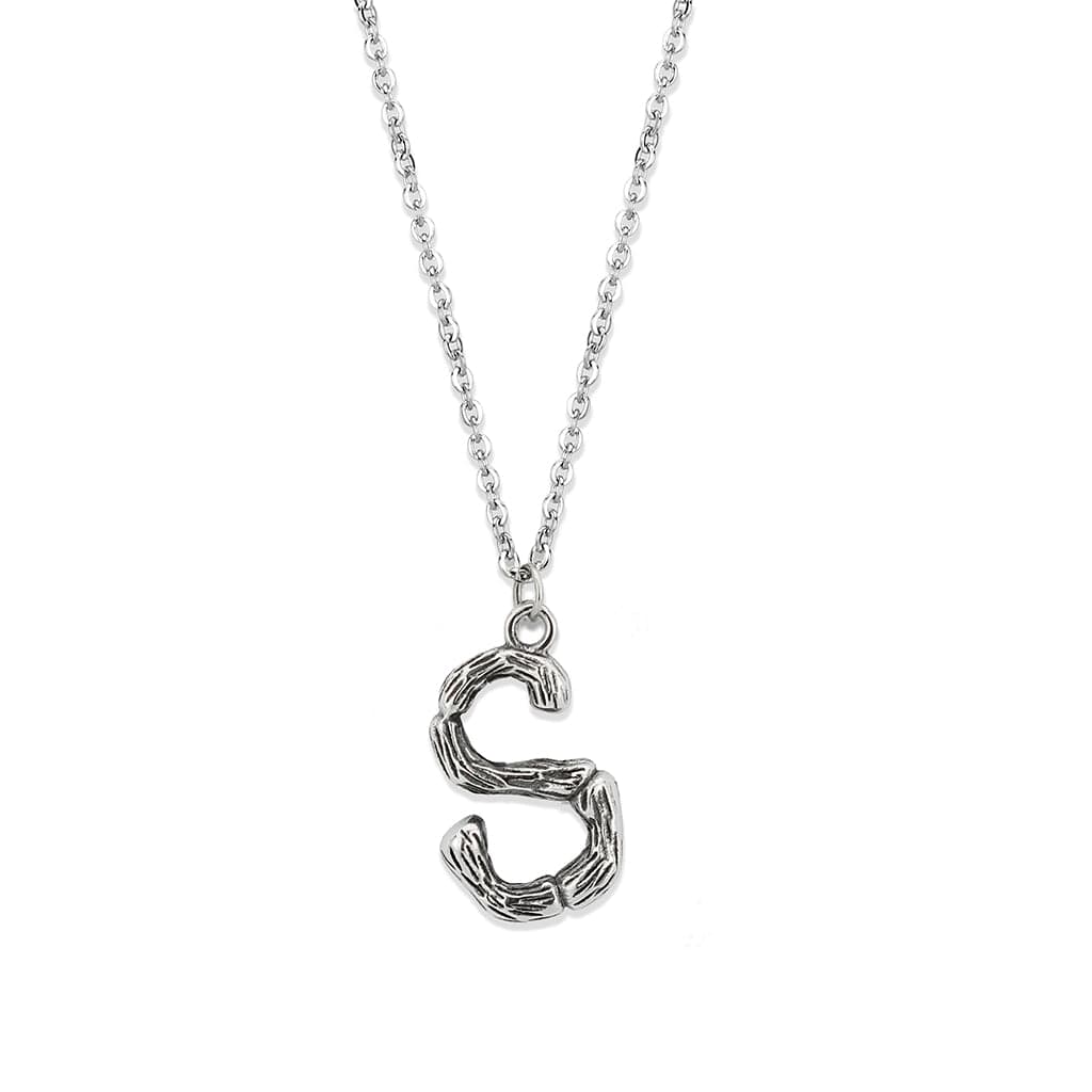Stainless Steel Silver Bamboo Letter S Pendant Chain Pendant