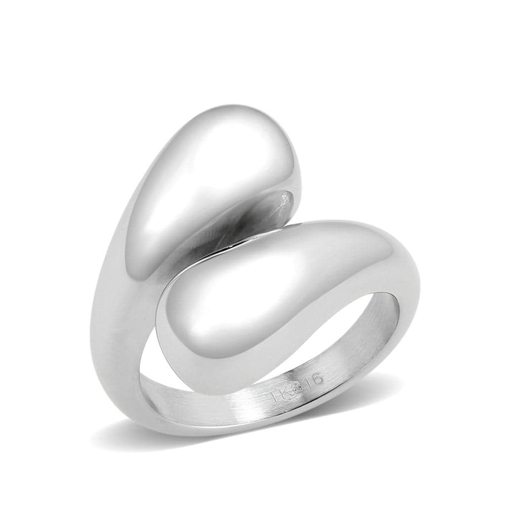 Stainless Steel Silver Polished Teardrop Pebble Abstract Ring