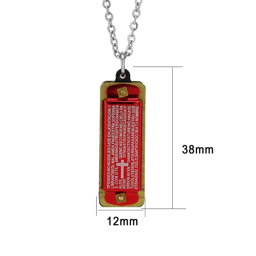 Stainless Steel Red Enamel Cross Prayer Dog Tag Pendant Pendant