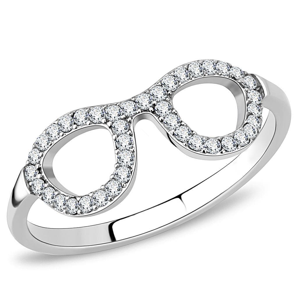 Stainless Steel CZ Pave Infinity Symbol Band Ring