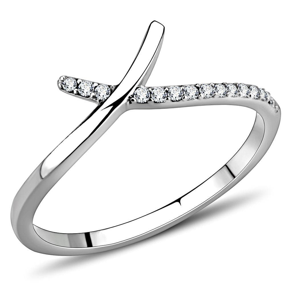 Stainless Steel CZ Slim Bypass Open Ring | The Stainless Jewelry