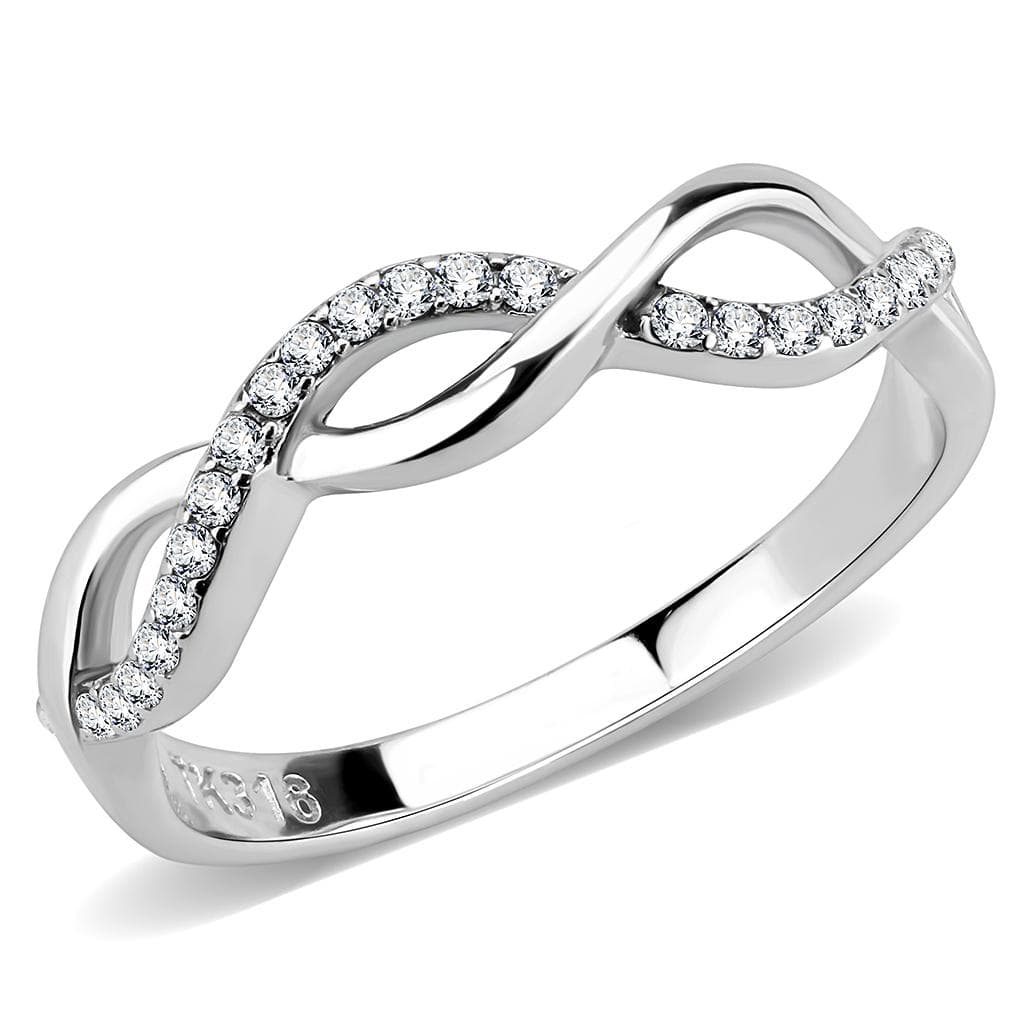 Stainless Steel CZ Pave Infinity Crossover Band Ring