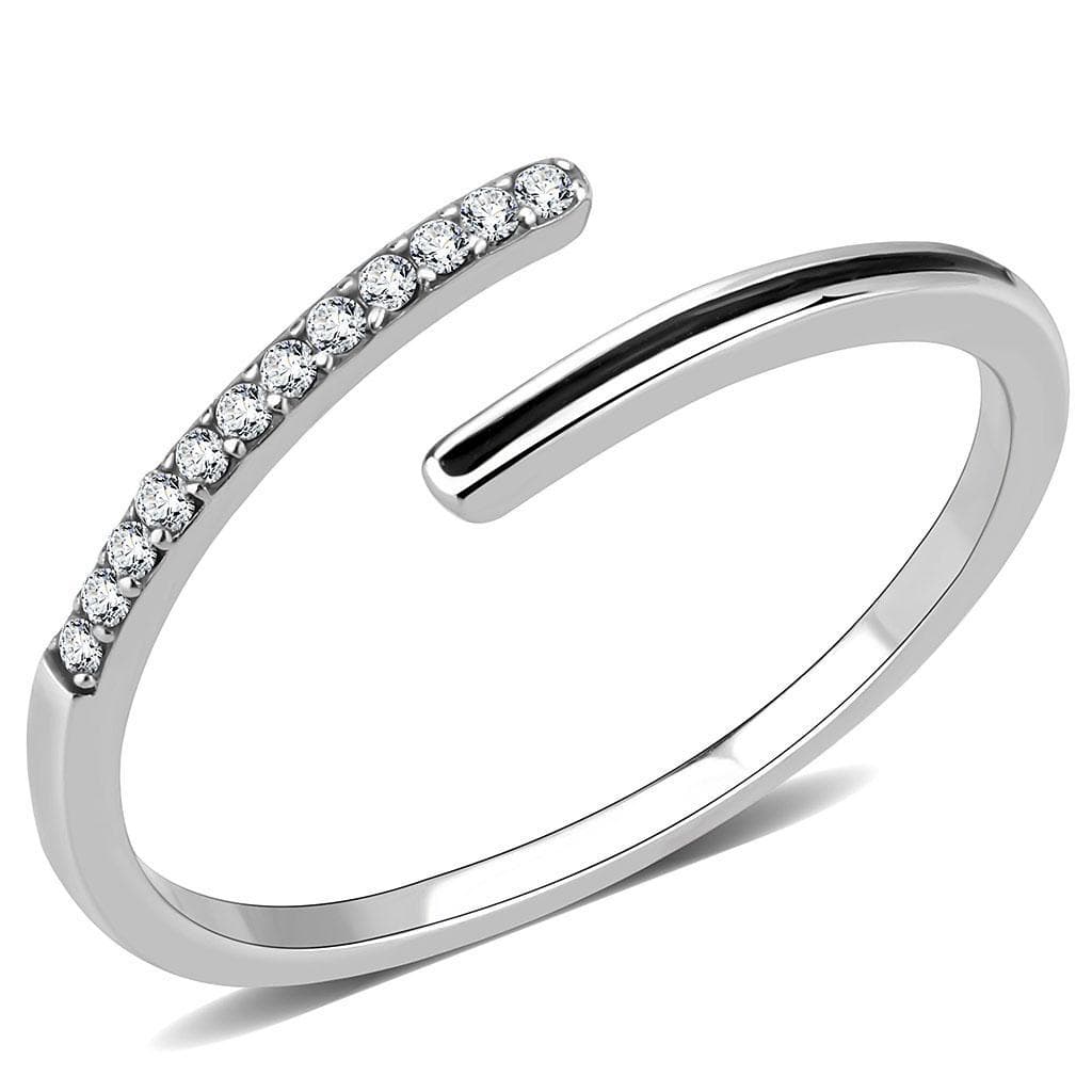 Stainless Steel CZ Pave Slim Open Stackable Band Ring