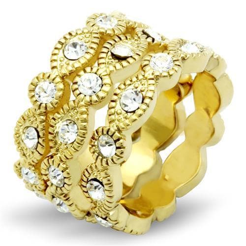 Brass Gold CZ Pave Wave Woven Wide Band Ring