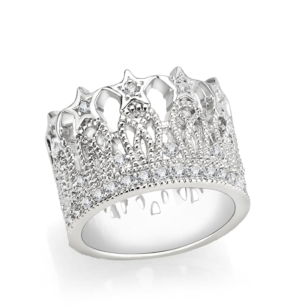 Brass CZ Crown Tiara Ring | The Stainless Jewelry