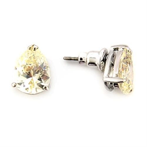 Brass Champagne CZ Pear Prong Classic Studs Ring