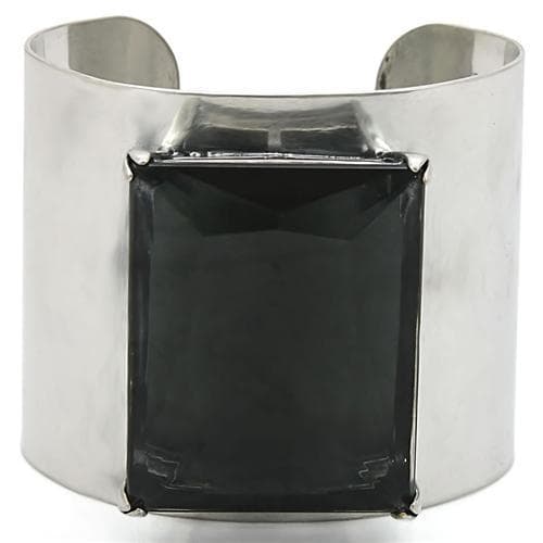 Brass Black Onyx Emerald Cut Wide Cuff Bangle Bracelet