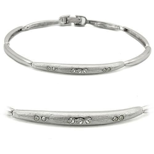 Brass CZ Bezel Slim Curved Bangle Bracelet