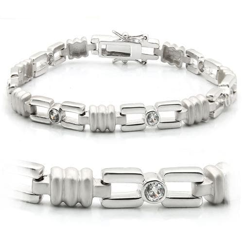 Brass CZ Bezel Rectangle Link Bracelet | The Stainless Jewelry