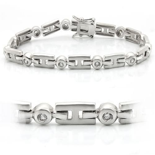 Brass CZ Bezel Circle H Link Bracelet | The Stainless Jewelry