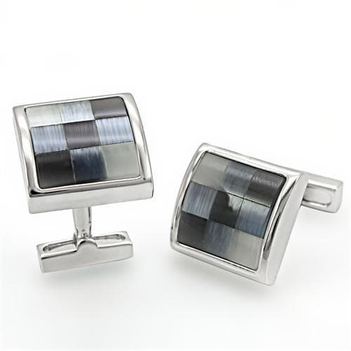 Brass Silver Grey Mother of Pearl Mosaic Cufflinks Bracelet