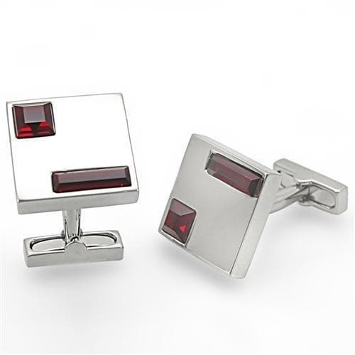 Brass Silver Red Garnet Baguette Square Cufflinks Bracelet