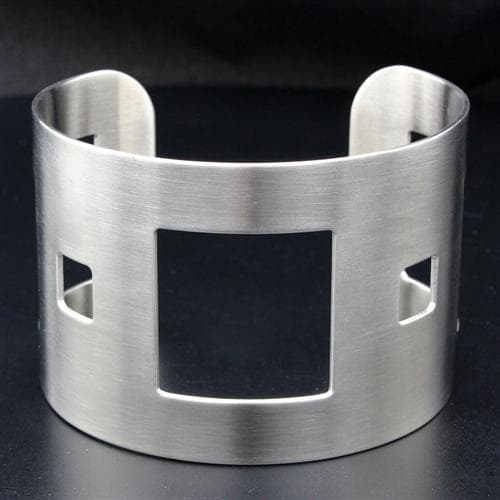 Stainless Steel Silver Brushed Square Triangle Cutout Bracelet