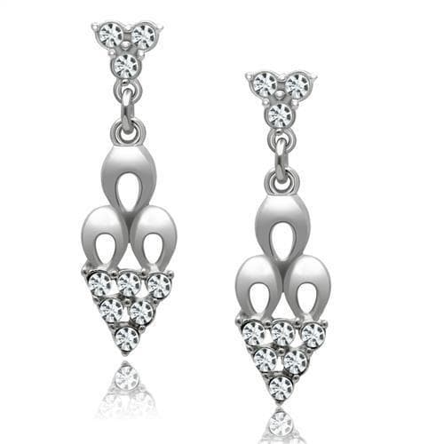 Brass Silver CZ Pave Art Deco Tiered Drop Earrings