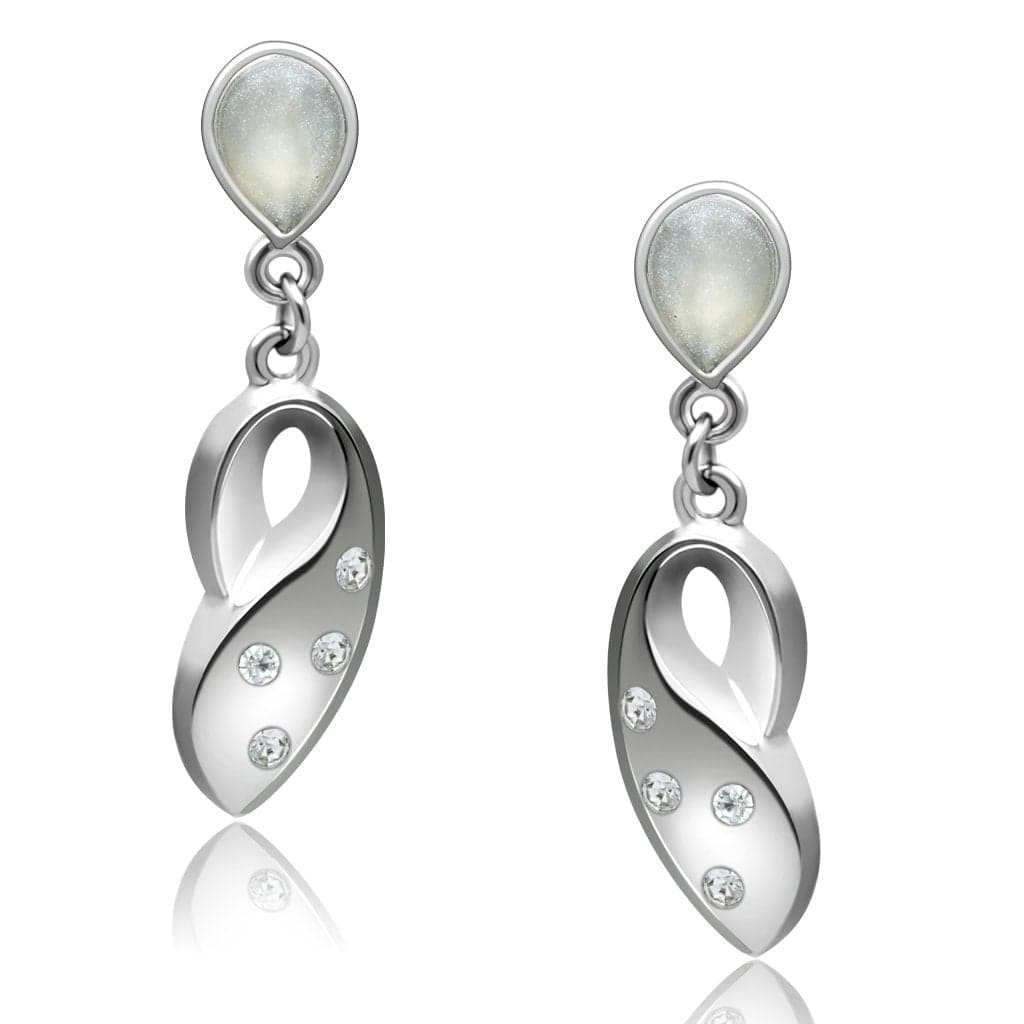 Brass Silver CZ Infinity Twist Drop Earrings