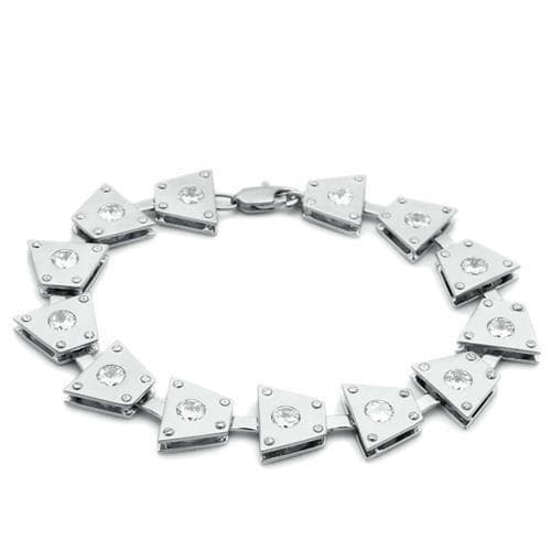 Brass Silver CZ Square Link Bracelet | The Stainless Jewelry