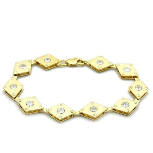 Brass Gold CZ Diamond Shape Link Bracelet | The Stainless Jewelry