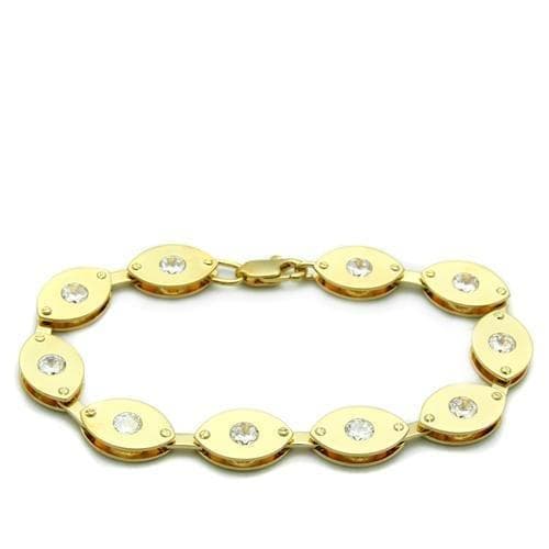 Brass Gold CZ Oval Link Bracelet | The Stainless Jewelry