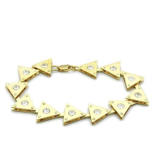 Brass Gold CZ Arrow Triangle Link Bracelet