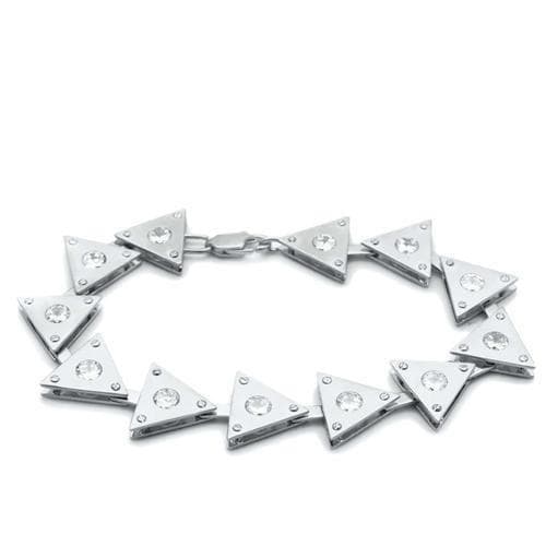 Brass Silver CZ Arrow Triangle Link Bracelet