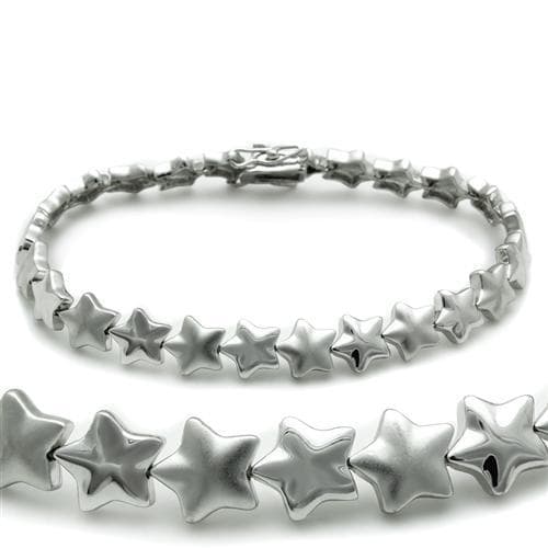 Brass Silver Polished Star Link Bracelet | The Stainless Jewelry