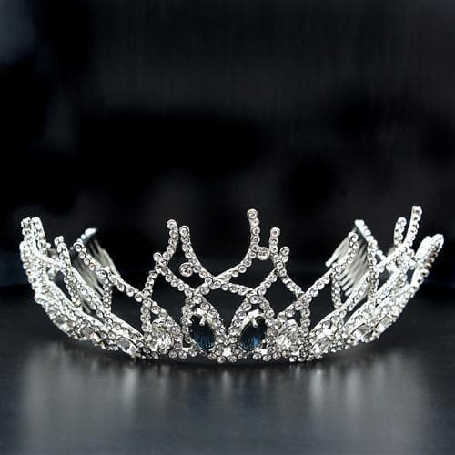 Brass Silver Crystal Pave Arch Open Crown Tiara Ring