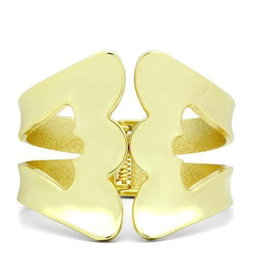 Brass Gold Polished Heart Cutout Wide Cuff Bracelet