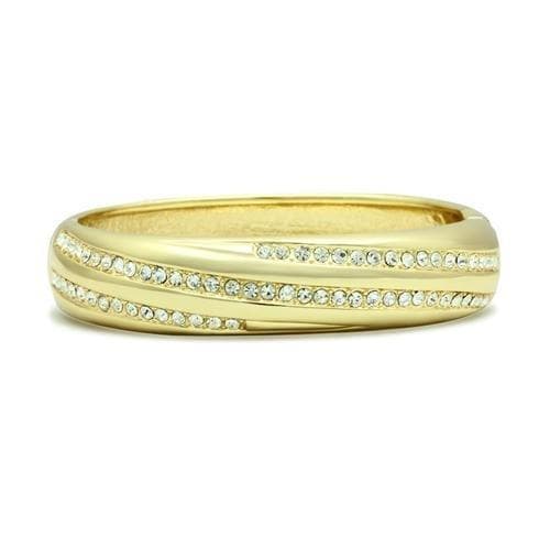 Brass Gold Polished CZ Channel Edge Slim Bangle Bracelet