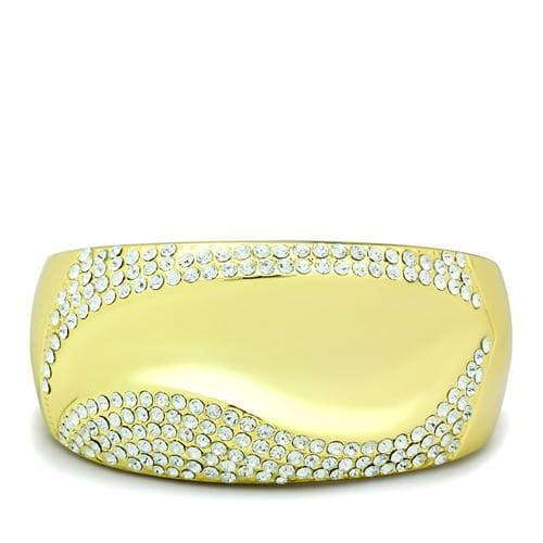 Brass Gold Crystal Pave Dome Hinged Bangle Bracelet