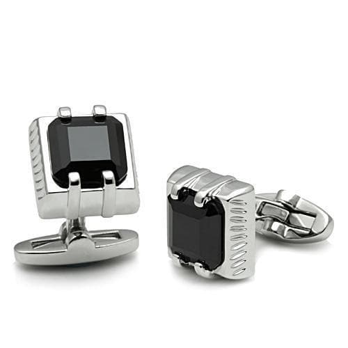 Brass Silver Black Onyx Emerald Cut Cufflinks Bracelet
