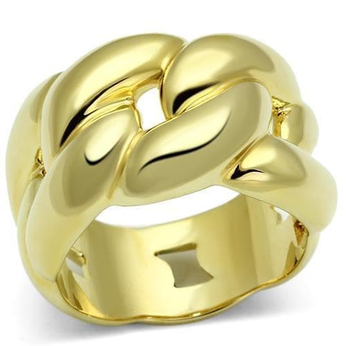 Brass Gold Polished Chunky Chain Link Cocktail Ring