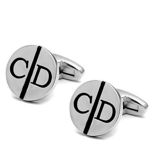 Brass Silver CD Monogram Round Cufflinks Bracelet