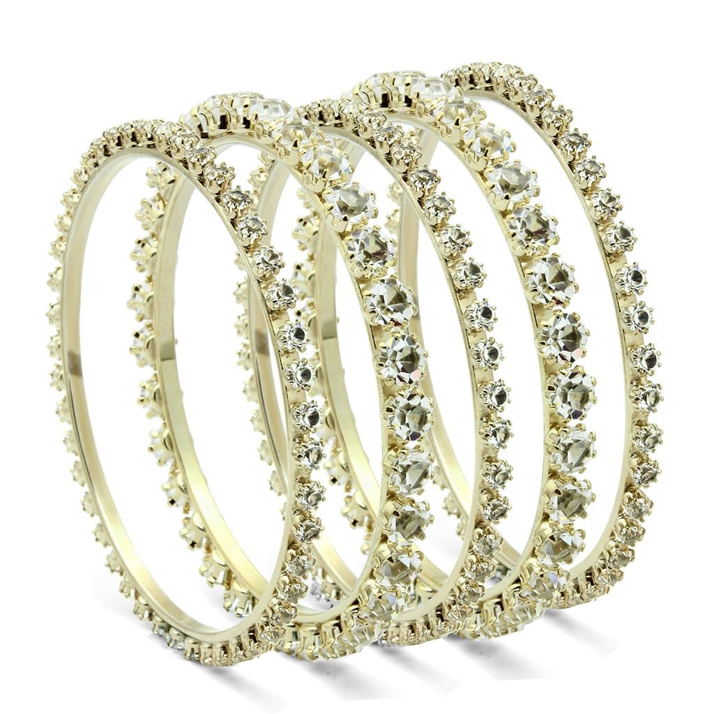 Brass Gold Grey Crystal Pave Multi Band Stackable Ring Bracelet