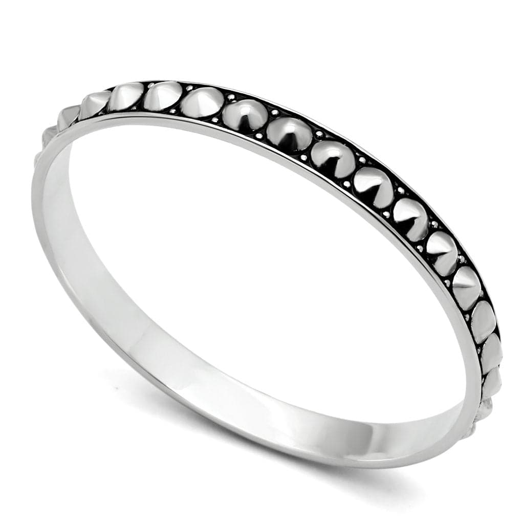 Brass Silver Black Enamel Studded Dot Hinged Bracelet