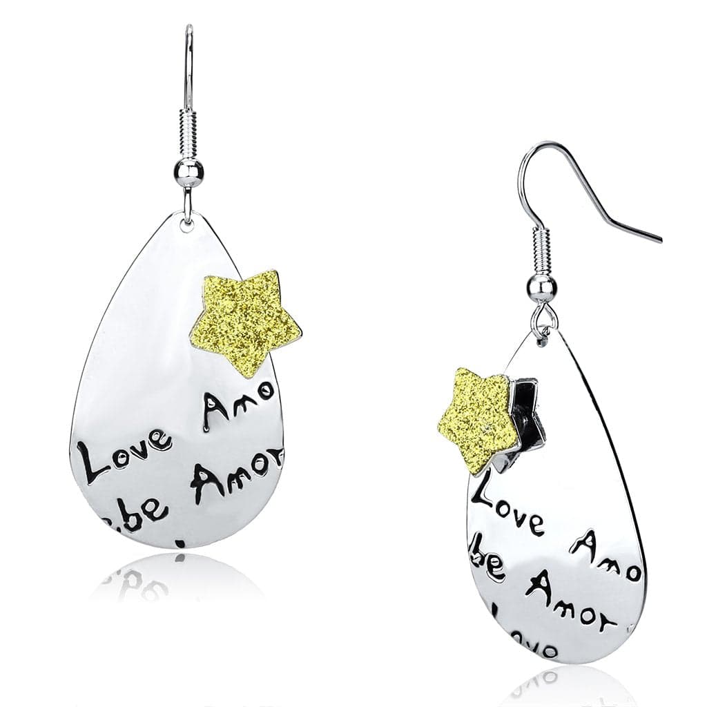 Iron Silver Engraved Love Amour Star Teardrop Drop Ring