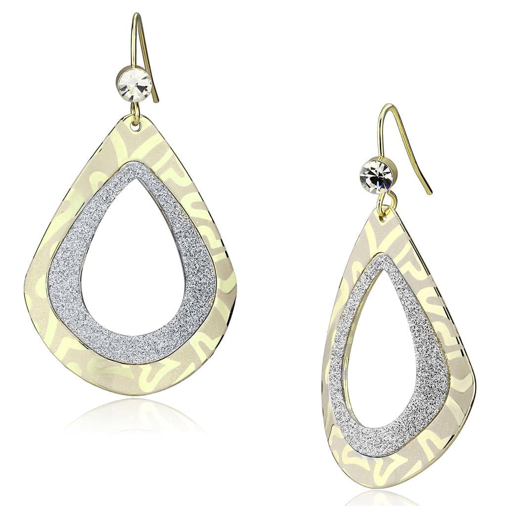 Iron Gold Glitter Leopard Print Teardrop Cutout Drop Earrings