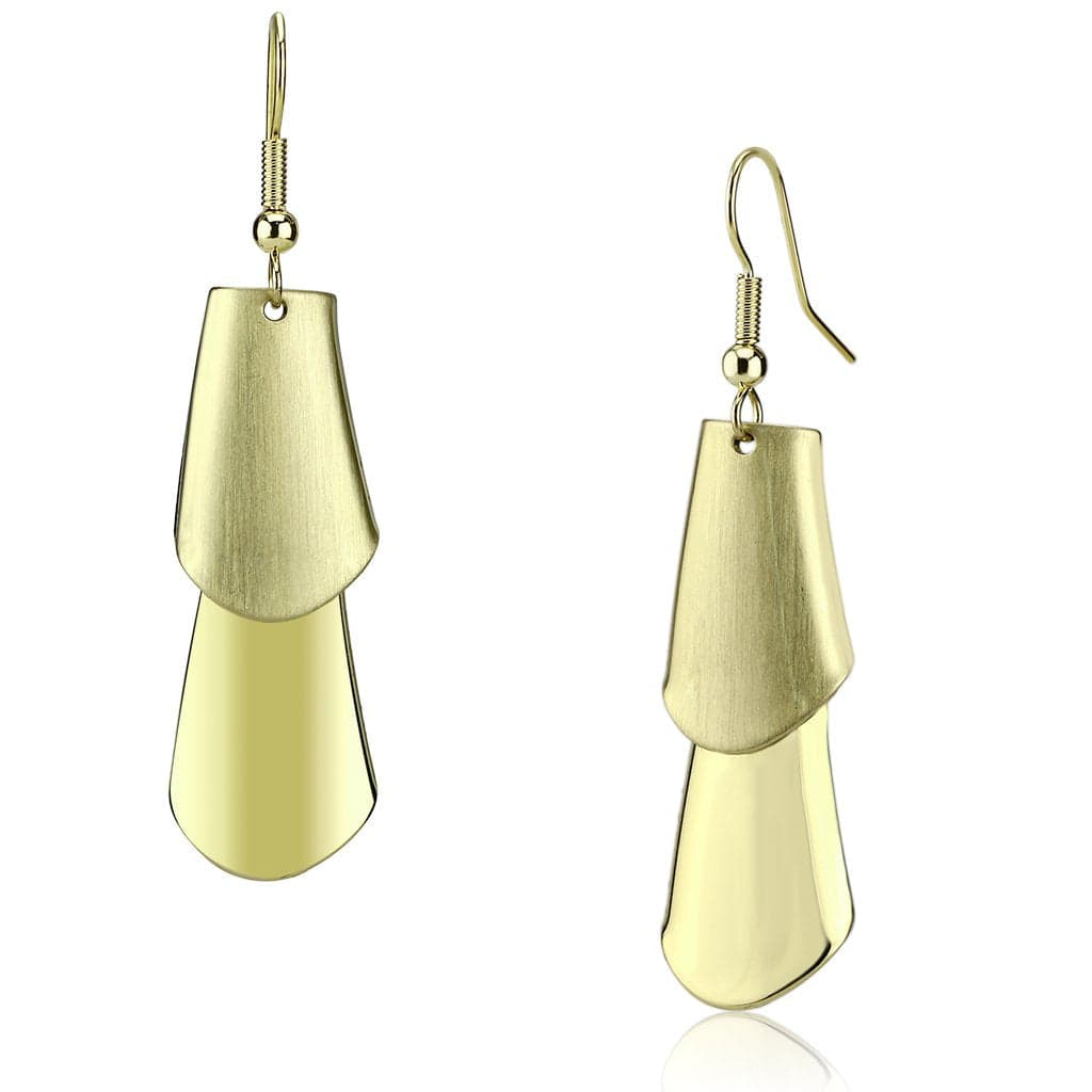 Iron Gold Brushed Satin Tapered Trapezoid Drop Earrings