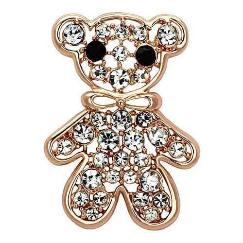 Brass Rose Gold Crystal Pave Teddy Bear Brooch