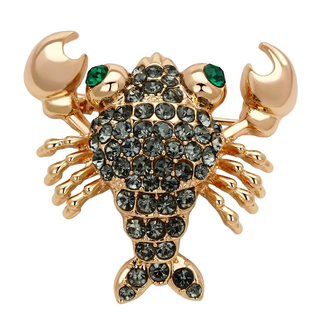 Brass Gold Grey Crystal Pave Crab Scorpion Brooch