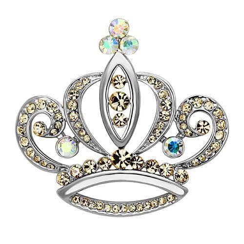 Brass Silver Aurora Borealis Champagne Crystal Crown Tiara Ring