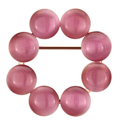 Brass Gold Pink Cats Eye Cabochon Square Frame Ring