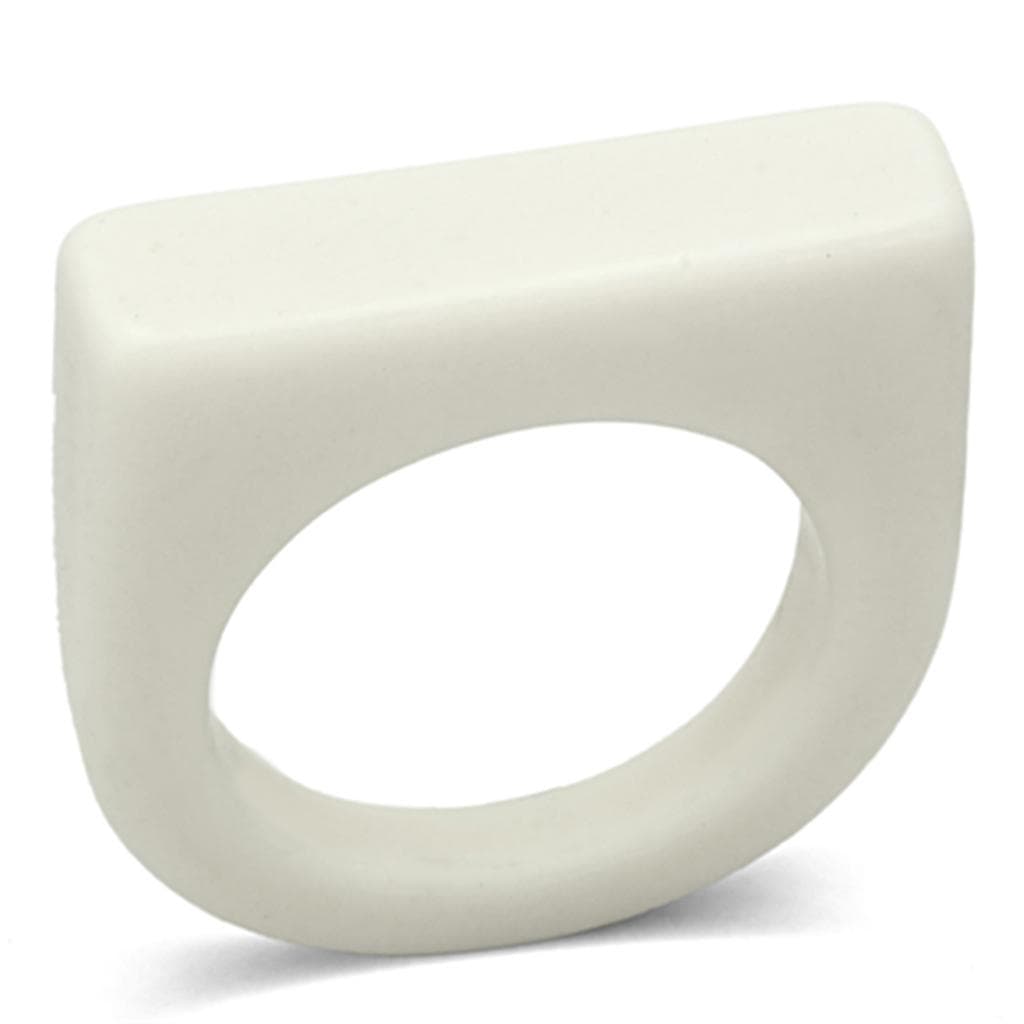 Stainless Steel White Ceramic Flat Top Square Resin Ring
