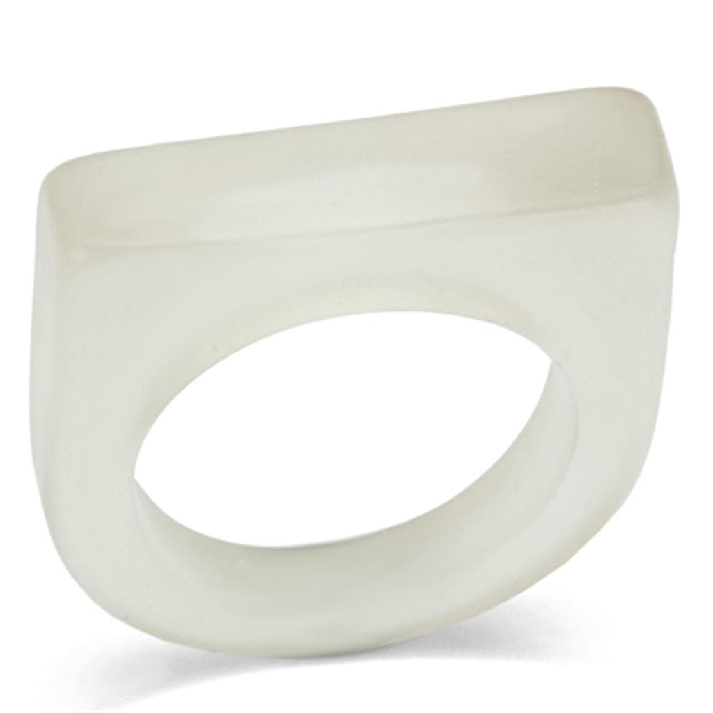 Stainless Steel White Ceramic Flat Top Oval Resin Ring
