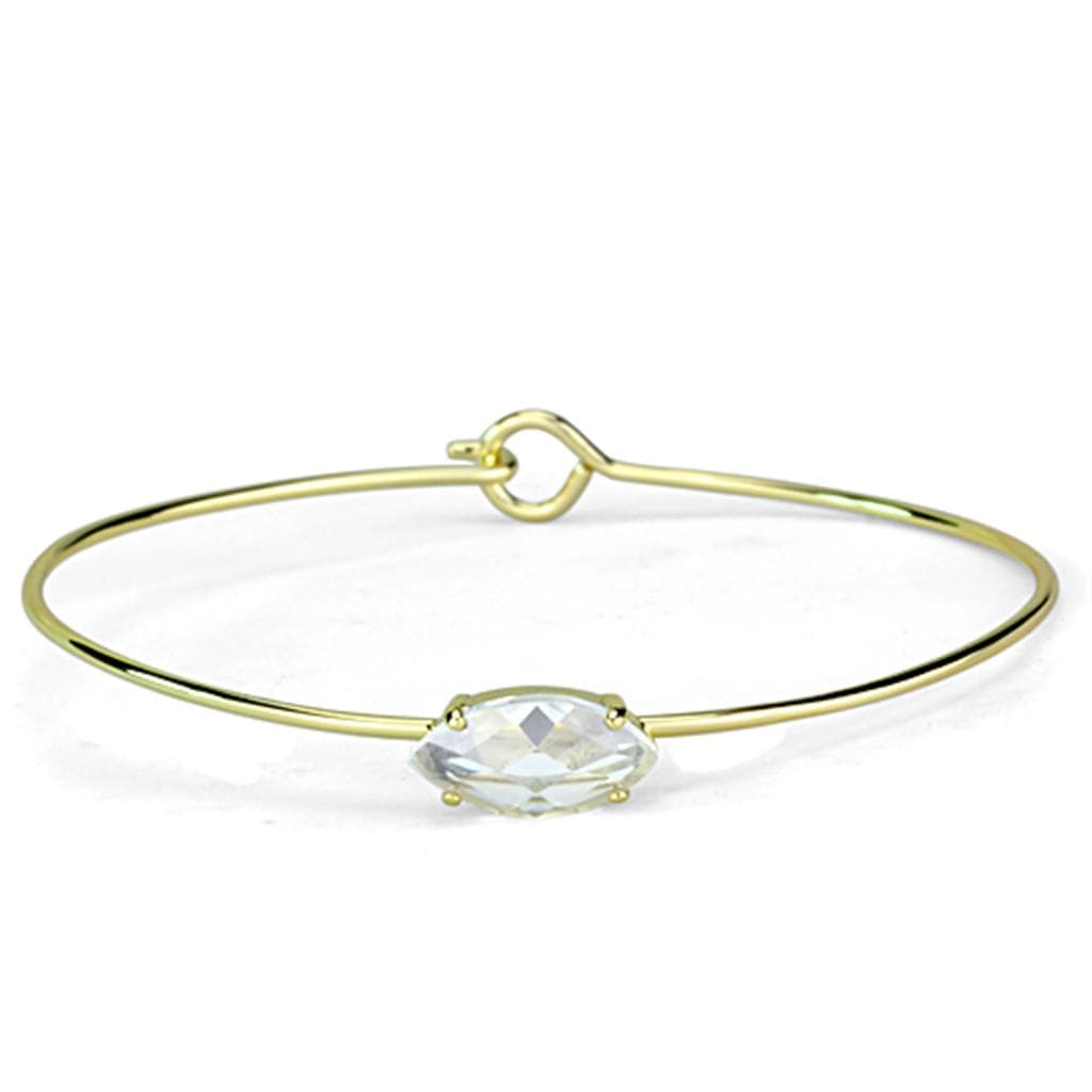 Brass Gold Clear CZ Marquise Bezel Wire Hook Bracelet